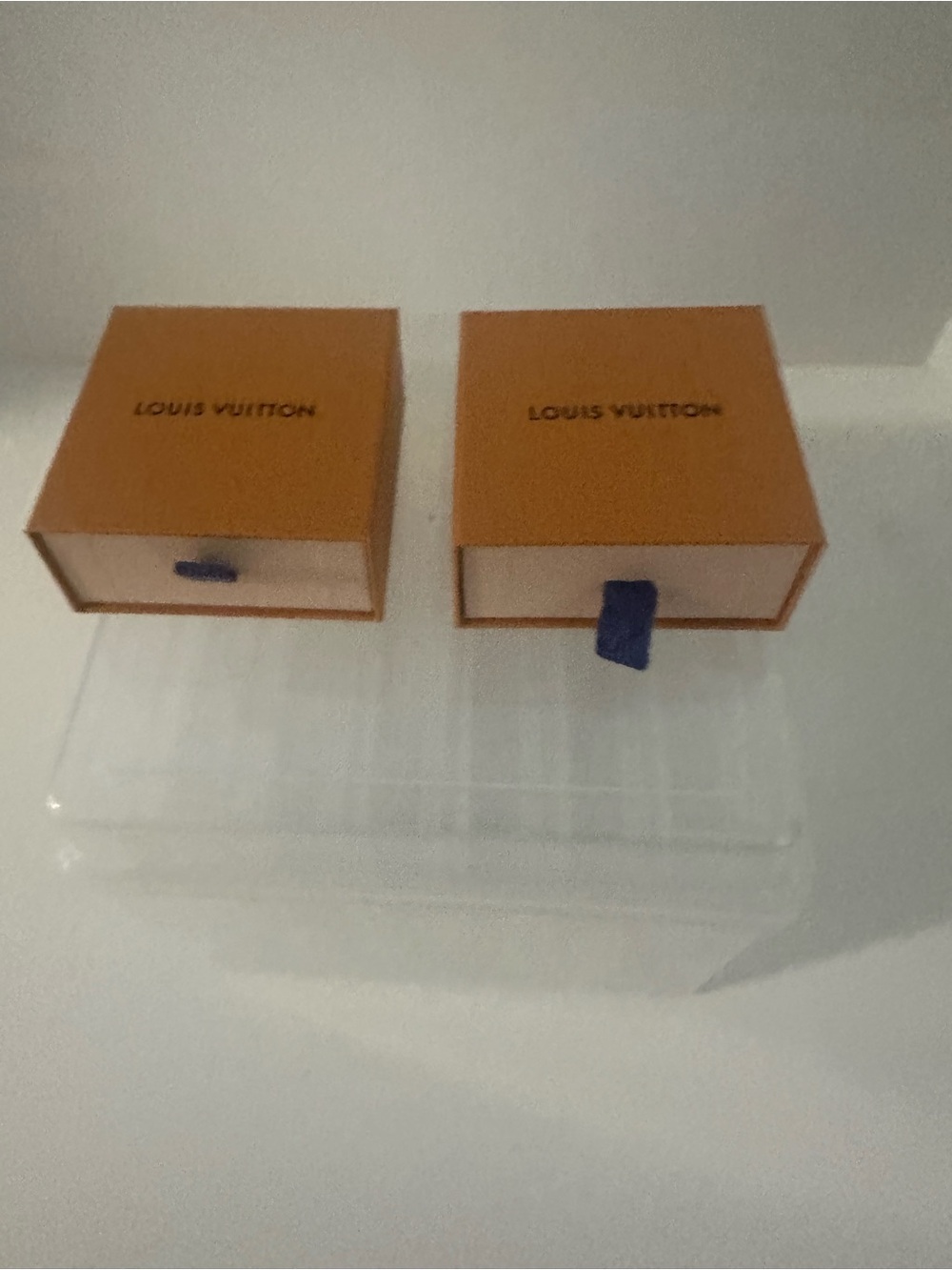 Louis Vuitton Orange Jewelry Drawer Boxes with Blue Pulls - Pair